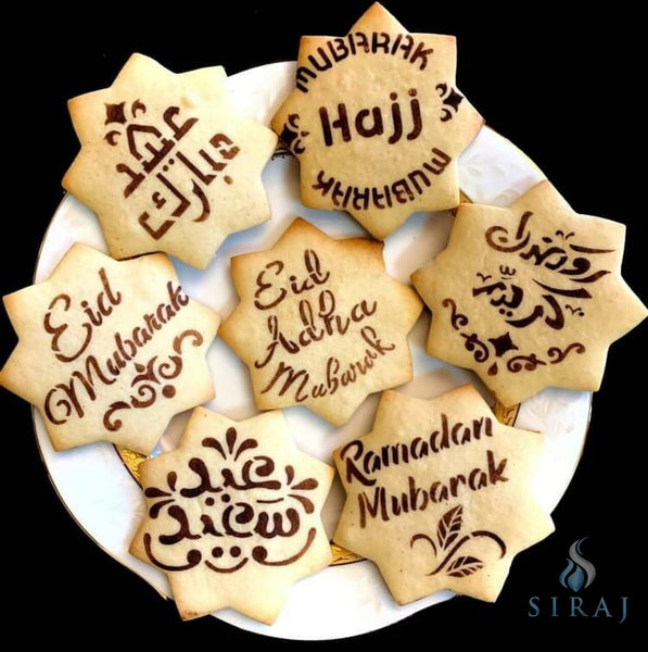 Set of 8 small stencils Eid and Ramadan Mubarak