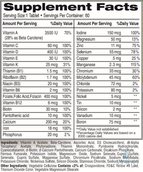 Adult Multivitamin with Minerals and Antioxidants - Halal Vitamins - Greenfield Nutritions