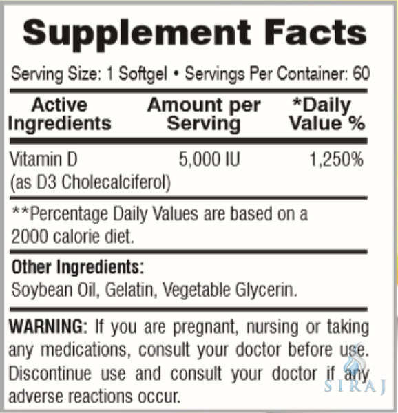 Vitamin D3 5000 IU - Halal Vitamins - Greenfield Nutritions