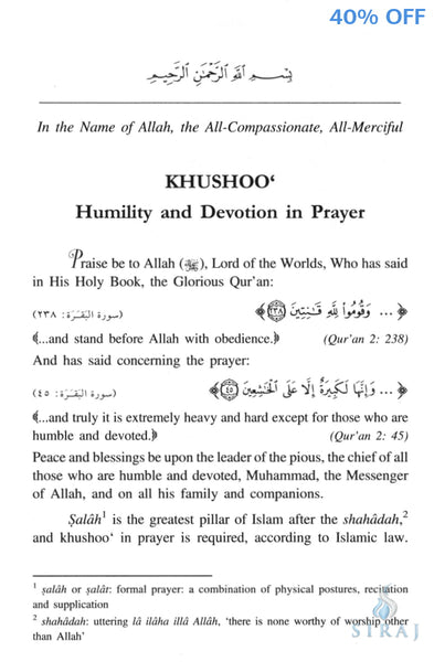 33 Ways of Developing Al-Khushoo: Humility and Devotion in Prayer - Islamic Books - IIPH