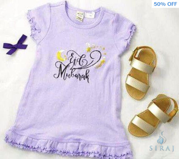 Eid Mubarak Ruffle Dress - Baby Clothing - Jasmine & Marigold