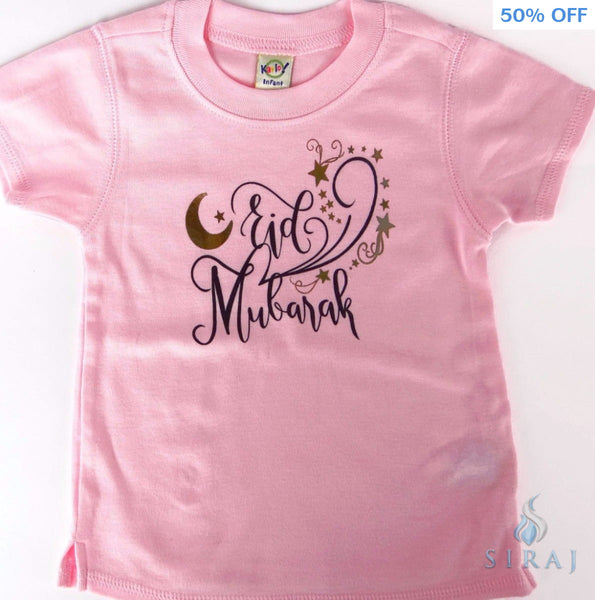 Eid Mubarak T-Shirt - Pink / 18M - Baby Clothing - Jasmine & Marigold