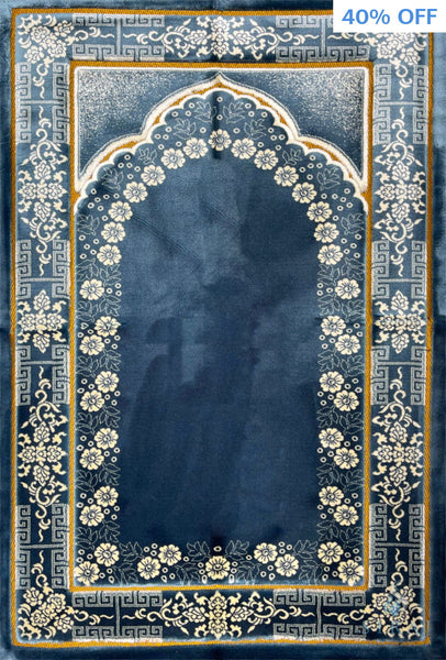 Luxury Plush Prayer Rug - Mihrab - Navy Blue - Prayer Rugs - Siraj