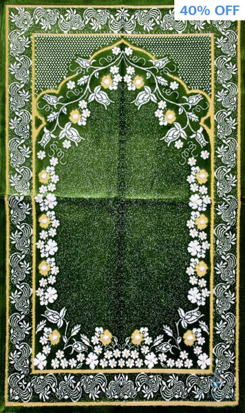 Plush Ipek Prayer Rug - Niyyah - Green - Prayer Rugs - Siraj