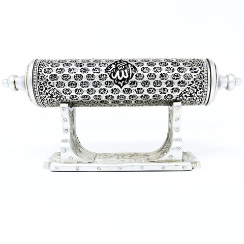 99 Names Of Allah - Esma ul Husna Scroll with Stand Silver - Islamic Home Decor - Sultan