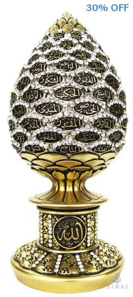 99 Names of Allah Statue Jeweled - Gold/Clear - Home Decor - Siraj