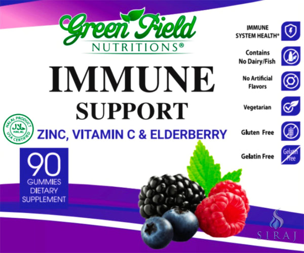 Adult Immune Support Gummies: Zinc Vitamin C & Elderberry - Halal Vitamins - Greenfield Nutritions