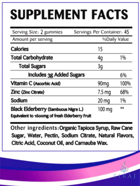 Adult Immune Support Gummies: Zinc Vitamin C & Elderberry - Halal Vitamins - Greenfield Nutritions