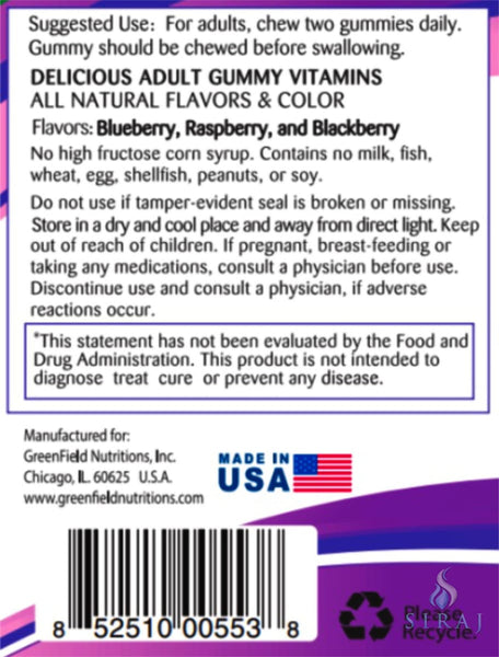 Adult Immune Support Gummies: Zinc Vitamin C & Elderberry - Halal Vitamins - Greenfield Nutritions