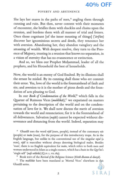 Al Ghazali on Poverty and Abstinence - Islamic Books - Fons Vitae
