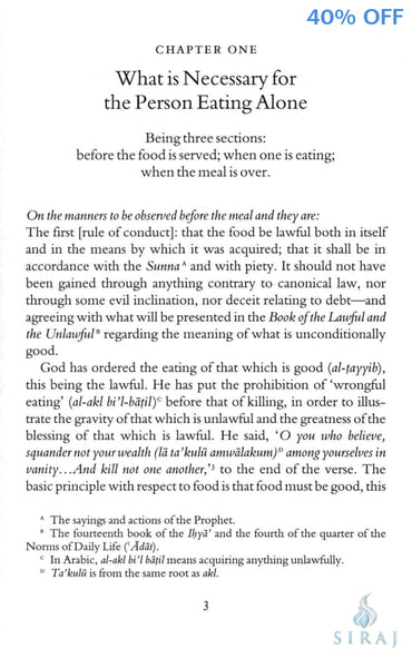 Al Ghazali On The Manners Relating To Eating - Islamic Books - Fons Vitae