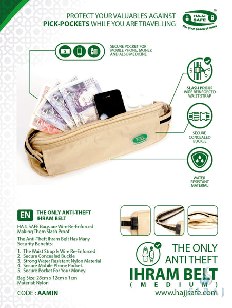 Anti-Theft Ihram Belt - Travel Accessories - Hajj Safe