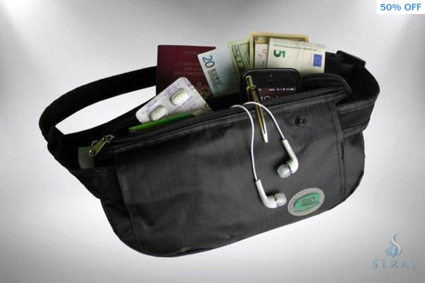 Anti-Theft Waist Bag and Ihram Belt - Black - Travel Accessories - Hajj Safe