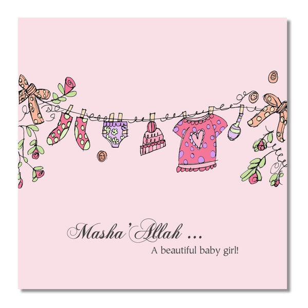 Baby Girl Clothesline - Greeting Cards - Islamic Moments