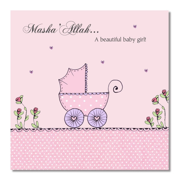 Baby Girl Stroller - Greeting Cards - Islamic Moments