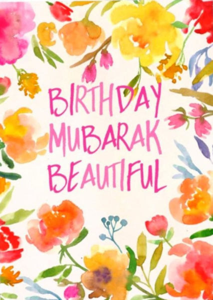 Birthday Mubarak Beautiful Card - Greeting Cards - The Craft Souk