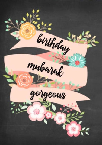 Birthday Mubarak Gorgeous Floral Card - Greeting Cards - The Craft Souk