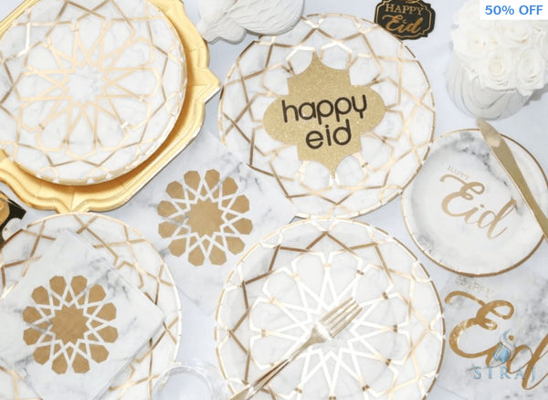 Carrara Marble Arabesque Dinner Plate 10 - Tableware - Eid Creations