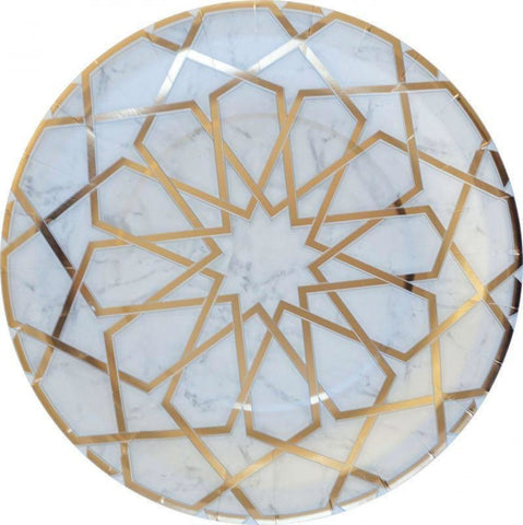 Carrara Marble Arabesque Dinner Plate 10 - Tableware - Eid Creations