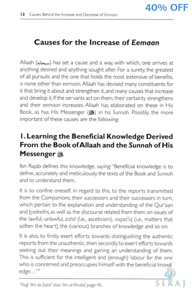 Causes Behind the Increase and Decrease of Eemaan - Islamic Books - Al-Hidaayah Publishing
