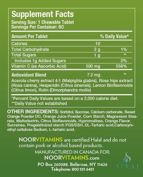 Chewable Vitamin C Supplement - Halal Vitamins - Noor Vitamins