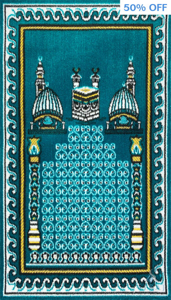 Children’s Islamic Prayer Rug - Mecca - Teal - Prayer Rugs - Siraj