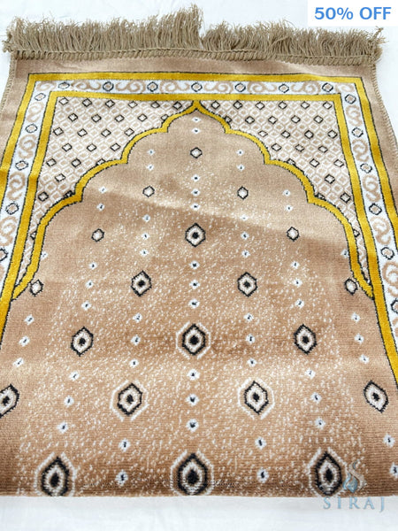 Children’s Junior Size Islamic Prayer Rug - Eraj - Light Brown - Prayer Rugs - Siraj