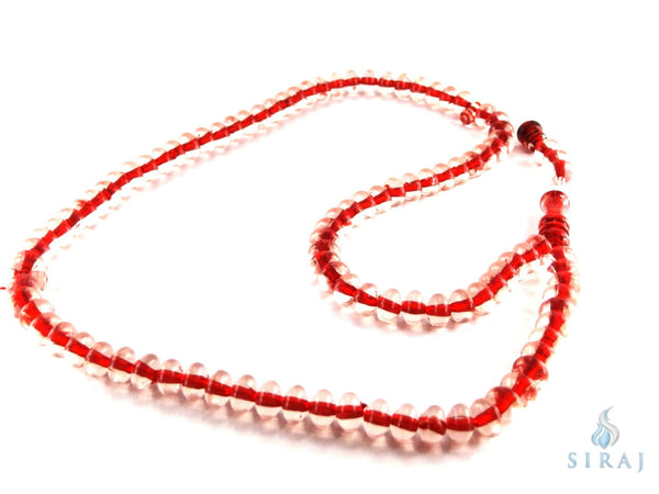Clear Acrylic Tesbih - Red - Prayer Beads - Siraj