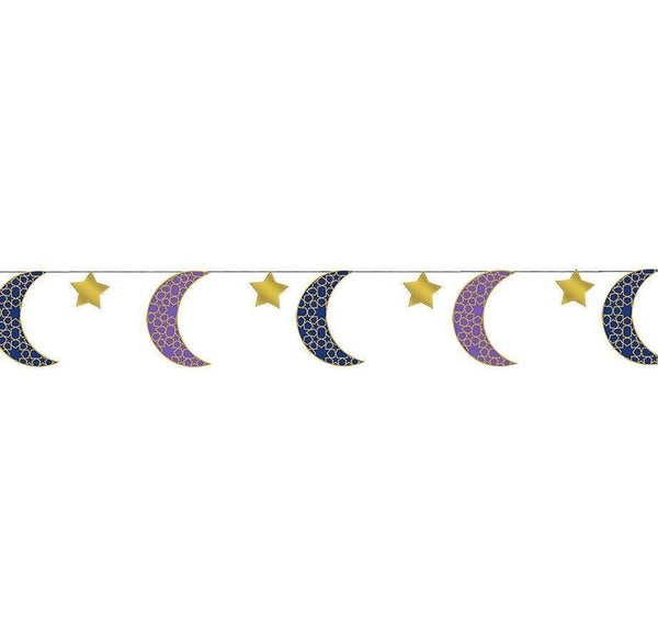 Crescent Moon & Star Eid String Decorations 6 Count - Party Decor - Amscan