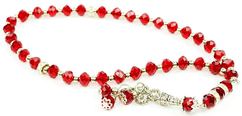 Crystal/Silver Tesbih - Crystal Red - Prayer Beads - Siraj