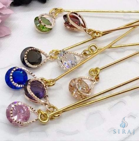 Droplet Hijab Pin - Gold - Hijab Pins - Azyaan Jewelry