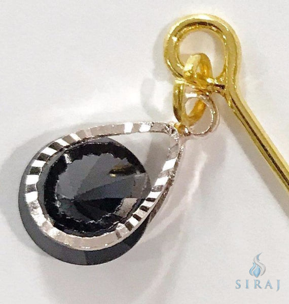 Droplet Hijab Pin - Gold - Sparkle Onyx - Hijab Pins - Azyaan Jewelry