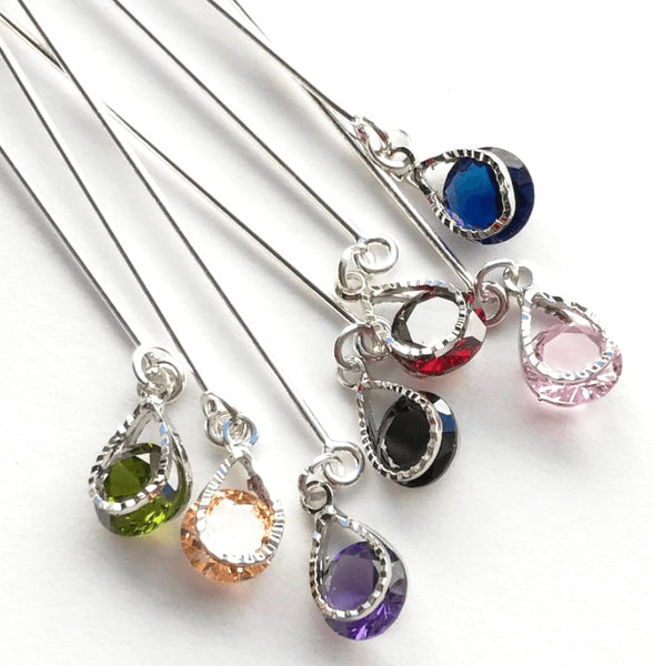 Droplet Hijab Pin - Silver - Hijab Pins - Azyaan Jewelry