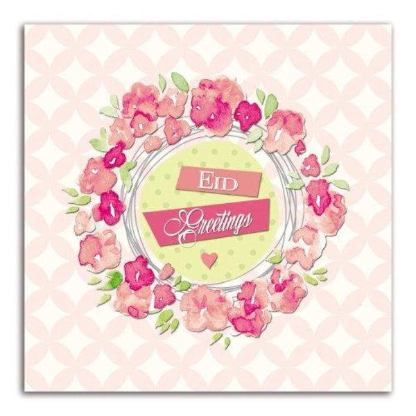 Eid Greetings Floral Pink - Greeting Cards - Islamic Moments