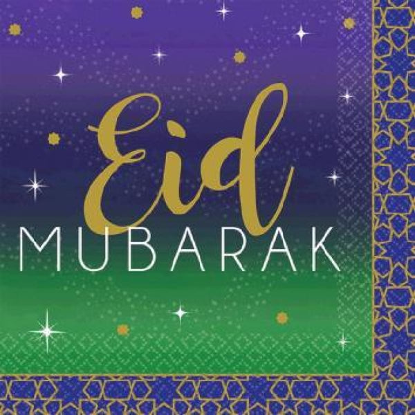 Eid Mubarak Beverage Napkins 16ct - Tableware - Amscan