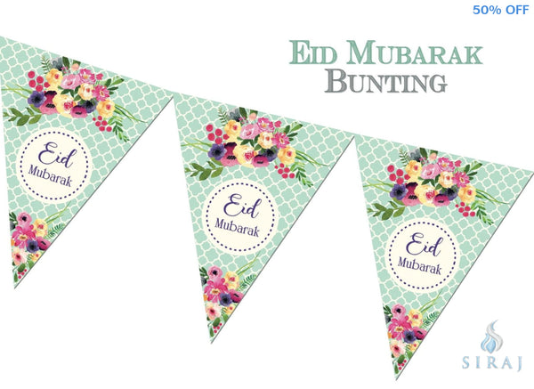 Eid Mubarak Bunting Kit - Green - Decorations - Islamic Moments