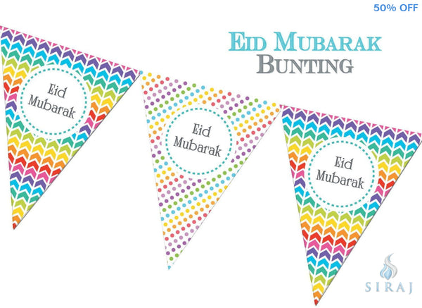 Eid Mubarak Bunting Kit - Rainbow - Decorations - Islamic Moments