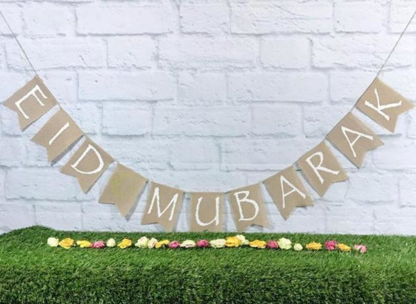 Eid Mubarak Burlap Banner - Banners - Days Of Eid