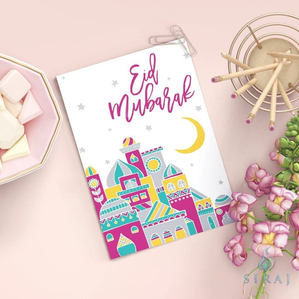 Eid Mubarak Greeting Card - Twilight Motif - Greeting Cards - With A Spin