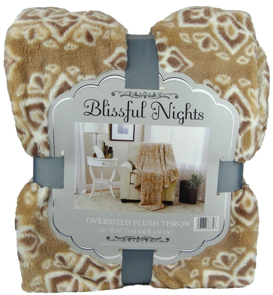 Geometric Plush Throw - Geometric Fawn - Blankets - Siraj