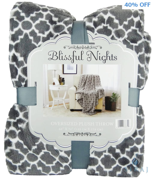 Geometric Plush Throw - Marrakesh Heather - Blankets - Siraj
