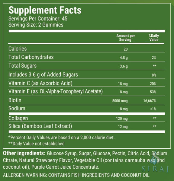 Hair Skin & Nails Gummies - Halal Vitamins - Noor Vitamins