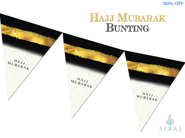 Hajj Mubarak Bunting Kit - Black and Gold - Decorations - Islamic Moments