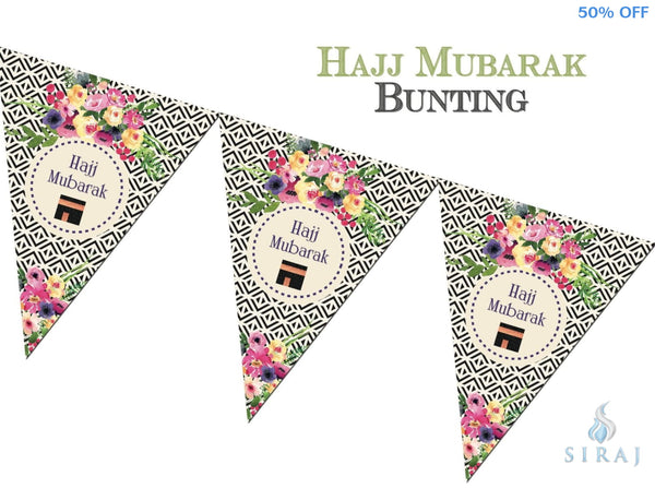 Hajj Mubarak Bunting Kit - Geometric Flowers - Decorations - Islamic Moments