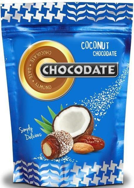 Halal Chocolate Dates - Coconut Chocolate 225g - Dates - Chocodate