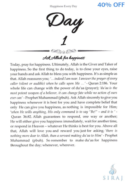 Happiness Every Day: 365 Daily Tips For A Happier Life - Islamic Books - New Age Publishers UK