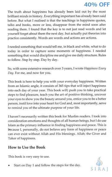Happiness Every Day: 365 Daily Tips For A Happier Life - Islamic Books - New Age Publishers UK
