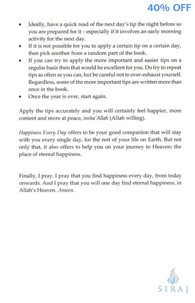 Happiness Every Day: 365 Daily Tips For A Happier Life - Islamic Books - New Age Publishers UK