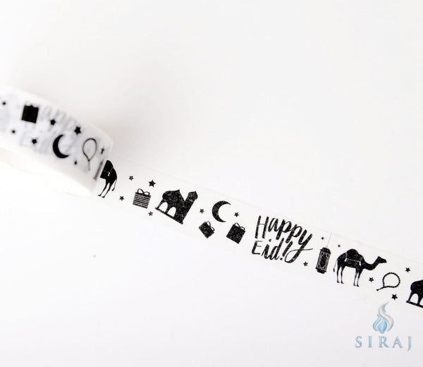 Happy Eid Party Black & White Washi Tape - Tape - Honey Lemon Events