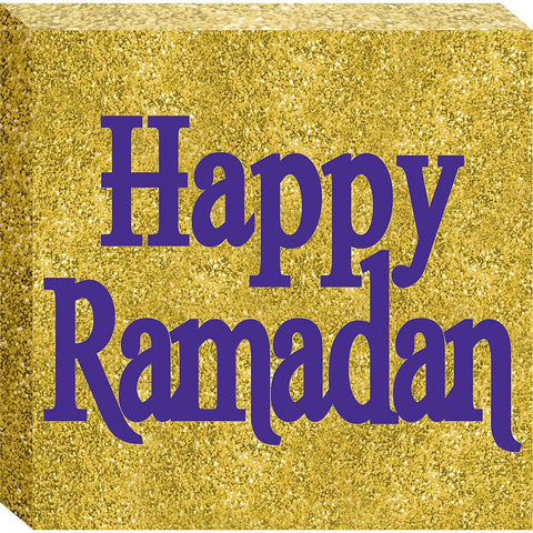 Happy Ramadan Glitter Gold Block Sign - Decor - Amscan